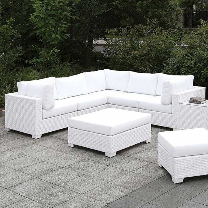 Five seater patio sofa set with mudda & glass top center table & side ...