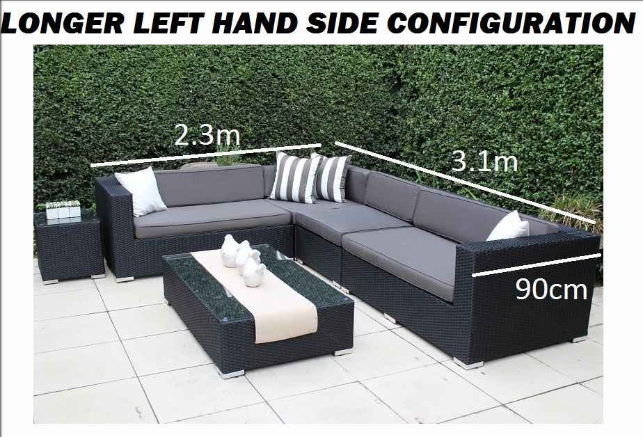 Six seater L shape lawn seating with center table & side table Omg