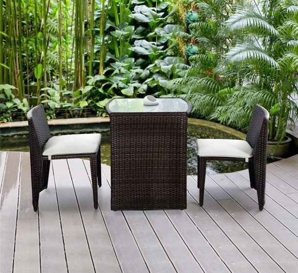 Two seater outdoor wicker chair with center table - Omg Furniture