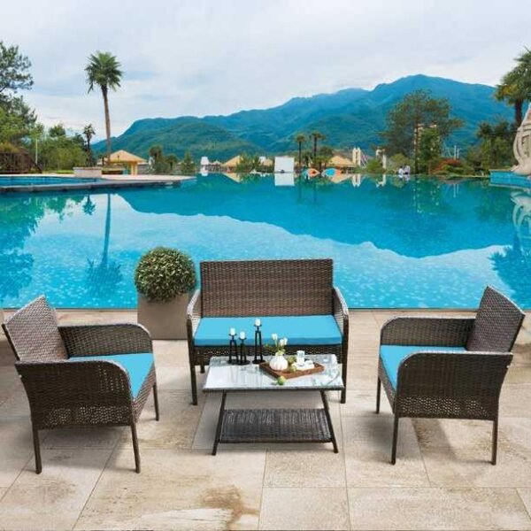 Modern Four Seater Balcony Chair Table Set | OMG Furniture