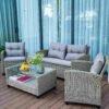 Four Seater Premium Outdoor Sofa Set with Glass Top Center Table